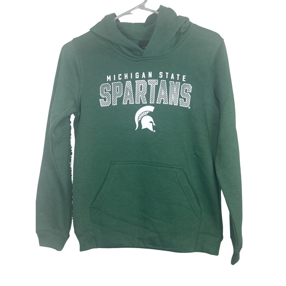 Michigan‎ State Spartans Kids Hoodie Green Pullover Sweatshirt Size M 10/12